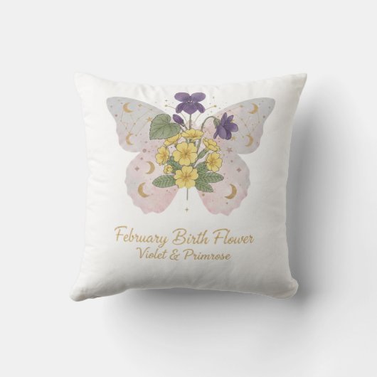 February Birth Flower Decorative Pillow Kussen (Achterkant)