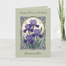 February Birth Flower Iris Flowers Art Nouveau Sty Kaart