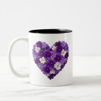 February Birth Flower Sweet Violet Heart Tweekleurige Koffiemok