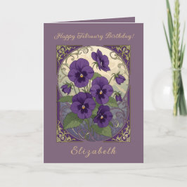 February Birth Flower Viola Flowers Art Nouveau St Kaart