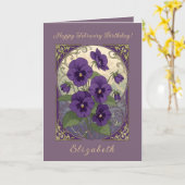 February Birth Flower Viola Flowers Art Nouveau St Kaart (Gele Bloem)
