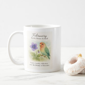 February Birthday Christian Floral Love Bird Koffiemok
