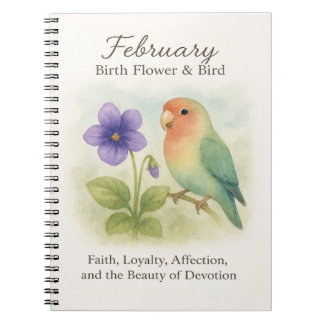 February Birthday Christian Floral Love Bird Notitieboek