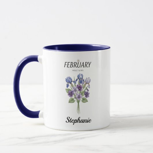 February Birthday Violet Iris Botanical Mok (Links)