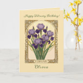 February Irises Birth Flower Art Nouveau Style Kaart (Gele Bloem)