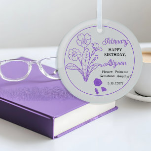 February Primrose   Amethist Verjaardag Keepsake Glas Ornament