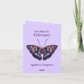 February Purple Agathina Emperor Butterfly Art Kaart (Achterkant)