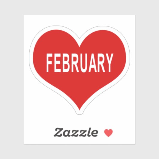 FEBRUARY Rood Hart Vinyl Sticker (Vel)