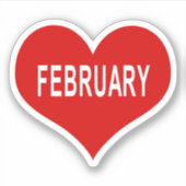 FEBRUARY Rood Hart Vinyl Sticker (Voorkant)