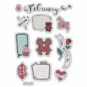 February Sticker Sheet – Sweet Bears & Love Vibes (Voorkant)