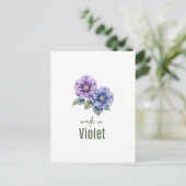 February Violet Birth Flowe Wall Art Watercolor Briefkaart (Staand voorkant)
