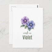 February Violet Birth Flowe Wall Art Watercolor Briefkaart (Voorkant / Achterkant)