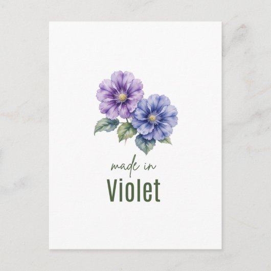 February Violet Birth Flowe Wall Art Watercolor Briefkaart (Voorkant)