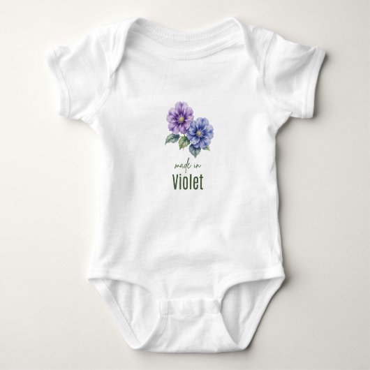 February Violet  Birth Flower Bodysuit Watercolor (Voorkant)