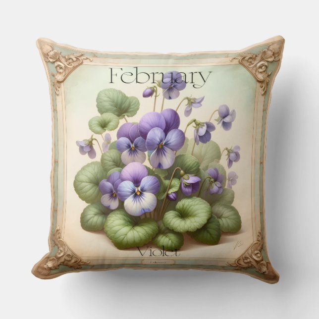 February Violet Birth Flower Symbolism Botanical  Kussen (Voorkant)