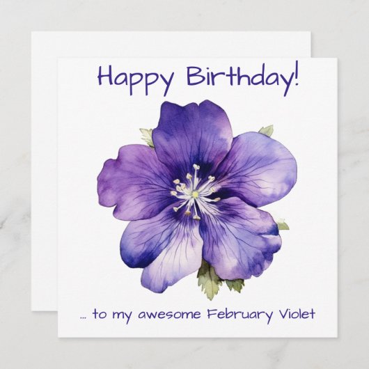 February Violet Feestdagenkaart (Voorkant / Achterkant)