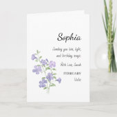 February Violet Personalized Birthday Kaart (Voorkant)
