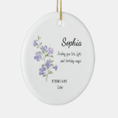 February Violet Personalized Birthday Keramisch Ornament (Rechts)
