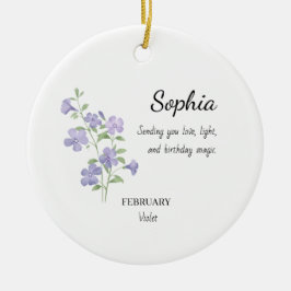 February Violet Personalized Birthday Keramisch Ornament