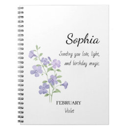 February Violet Personalized Birthday Notitieboek