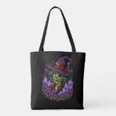 February Zombie Witch with Gems and Flowers Tote Bag (Achterkant)