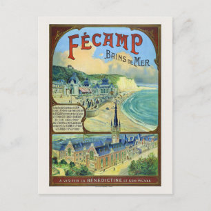 Fécamp Bains de Mer France Vintage Poster 1912 Briefkaart