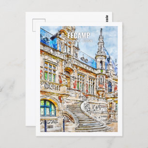 Fecamp Normandie France Travel Waterverf Sketch Briefkaart