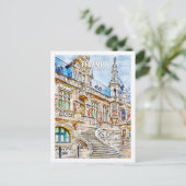 Fecamp Normandie France Travel Waterverf Sketch Briefkaart (Staand voorkant)