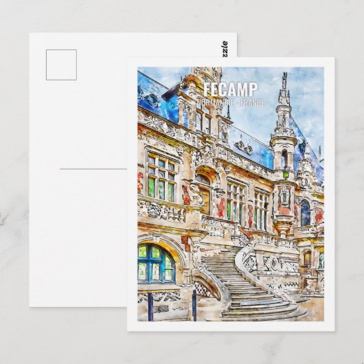 Fecamp Normandie France Travel Waterverf Sketch Briefkaart (Voorkant / Achterkant)