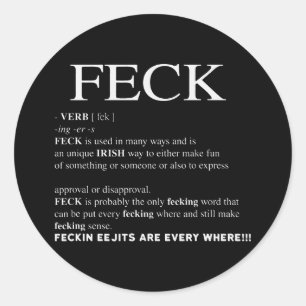 Feck Irish Definition grappige patrick day Ronde Sticker