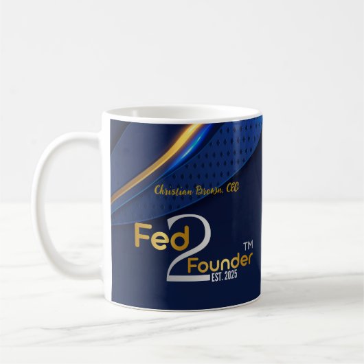 Fed2Founder Coffee mok - gepersonaliseerd (Links)