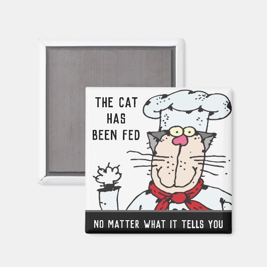 Fed the Cat Funny Chef Cat Magneet (Voorkant / Achterkant)