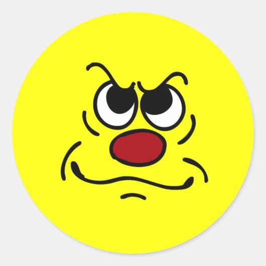 Fed Up Face Grumpey Ronde Sticker (Voorkant)