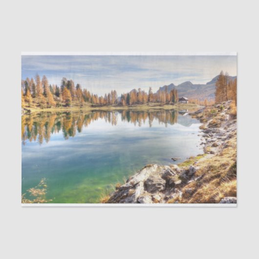 Federa Lake Landscape - Lago Federa , Italië Tissuepapier (Voorkant)