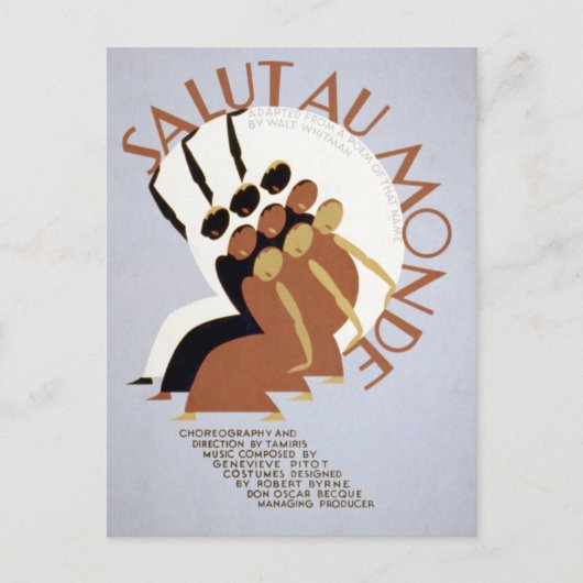  federaal theaterproject Salut au Monde WPA Briefkaart (Voorkant)