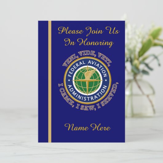 Federal Aviation Agency VVV Uitnodiging tot uittre (Staand voorkant)