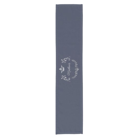 Federal Blue Crown Crest Personalized Korte Tafelloper (Voorkant)