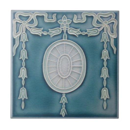 Federal Blue Neoclassical 1900 Repro Faux Relief Tegeltje (Voorkant)