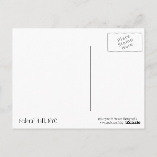 Federal Hall, NYC Briefkaart (Achterkant)