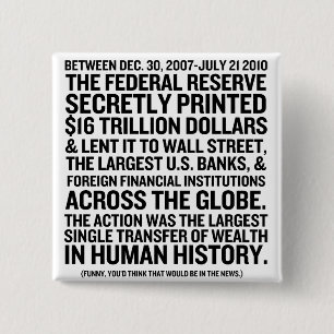 Federal Reserve Audit Vierkante Button 5,1 Cm