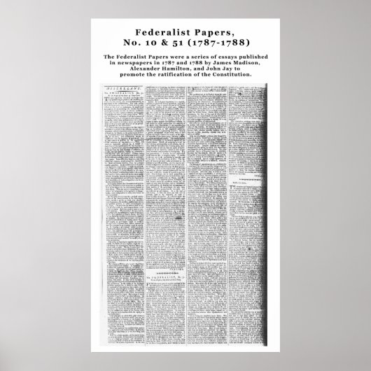 Federalist Papers, nr. 10 & nr. 51 (1787-1788) Poster (Voorkant)