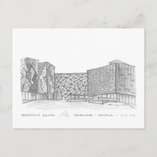 Federation Square, Melbourne, Australië Briefkaart