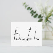 Federico García Lorca handtekening briefkaart (Staand voorkant)