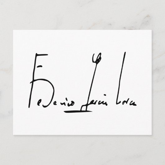 Federico García Lorca handtekening briefkaart (Voorkant)