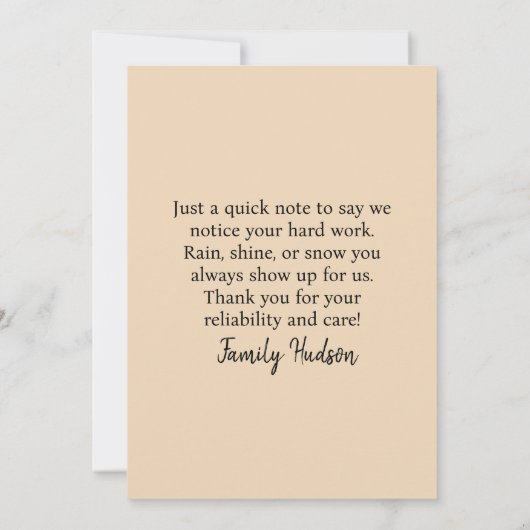 FedEx UPS Amazon Driver Thank You Card Pastel Bedankkaart (Achterkant)