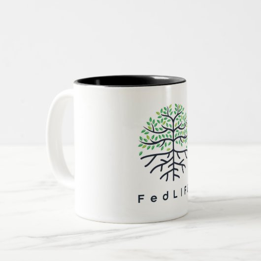 FedLife 11 oz. Tweekleurige Koffiemok (Voorkant links)