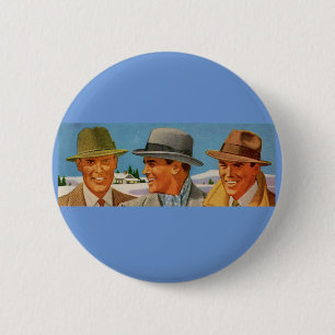 Fedora-dragende trio uit de jaren '50 ronde button 5,7 cm