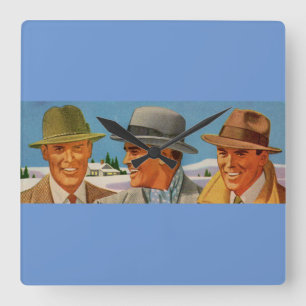 Fedora-dragende trio uit de jaren vijftig vierkante klok