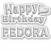 Fedora Happy Birthday silver Aufkleber Sticker (Voorkant)