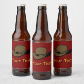 Fedora-hoed personaliseren Dk Red bierfles Bier Etiket (Flessen)